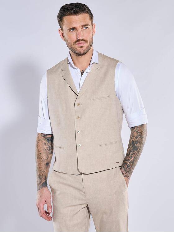 emilio adani Herren Sakko-Weste slim fit Beige 38464