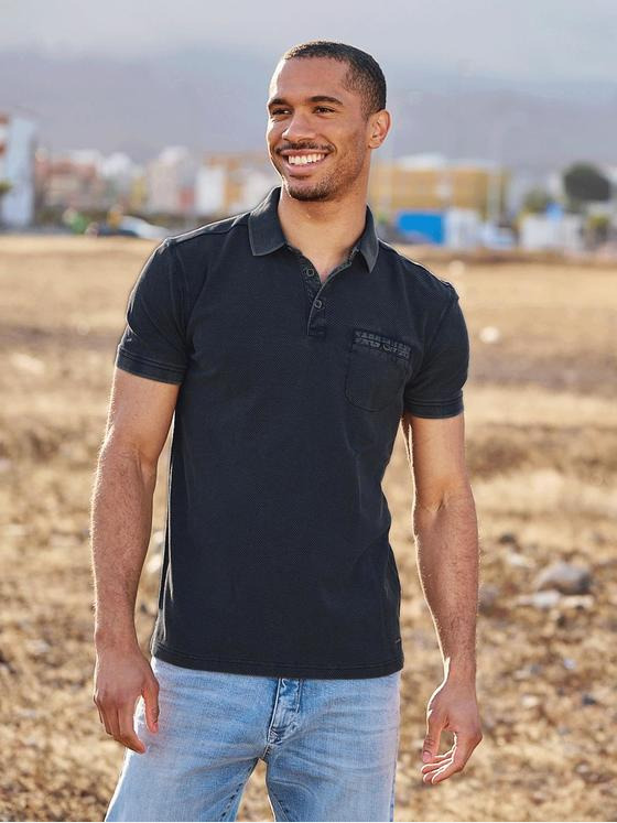 emilio adani Herren Polo-Shirt uni Blau 35108