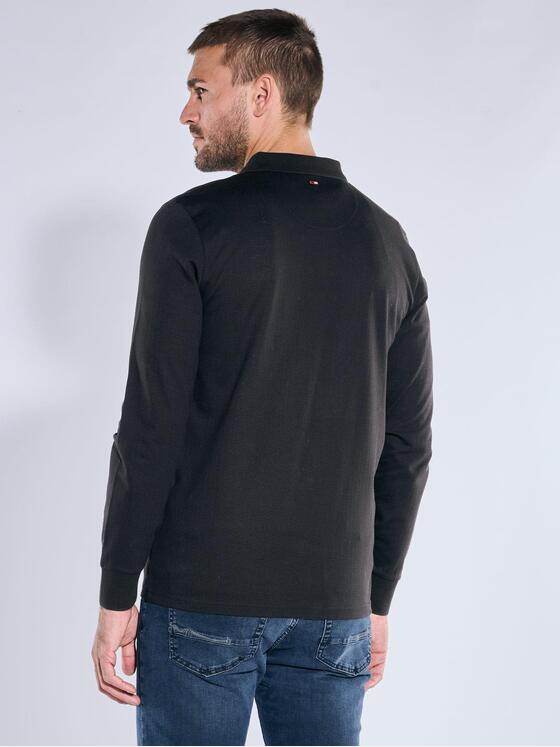 emilio adani Herren Langarm-Shirt mit Polokragen Schwarz 39216
