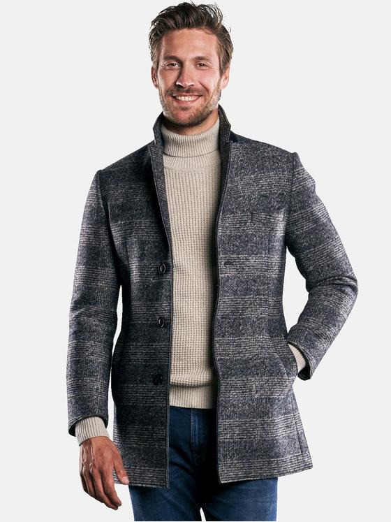 emilio adani Herren Stilvoller Karo-Mantel Blau 30226