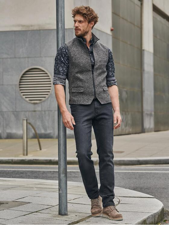 engbers Herren Sakko-Weste mit Zipper Schokobraun 33611