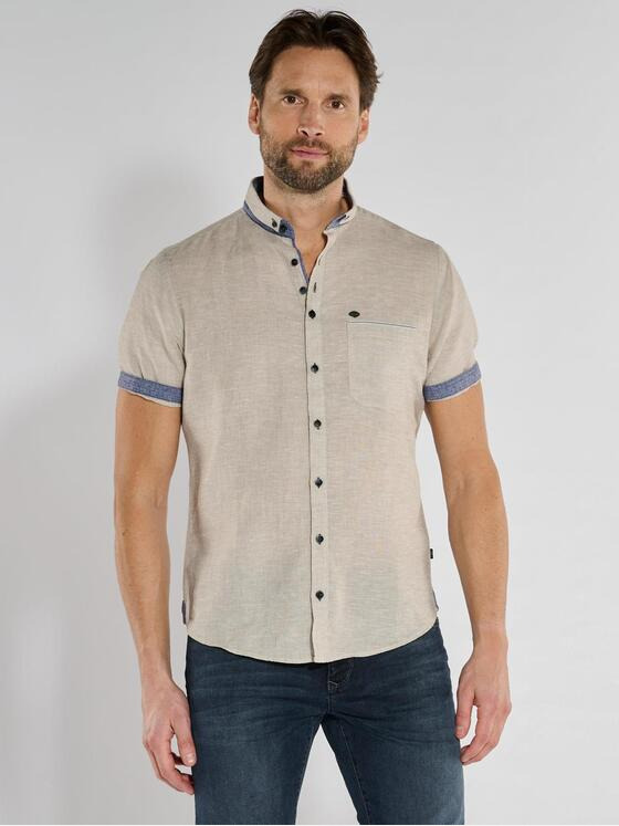 engbers Herren Kurzarm-Hemd mit Leinenanteil Beige 36588