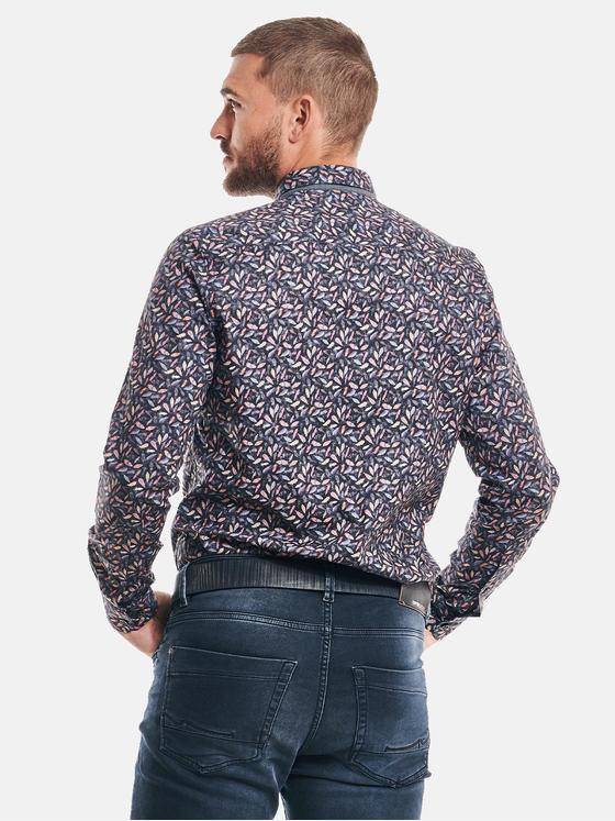 emilio adani Herren Langarm-Hemd gemustert Orange 32428