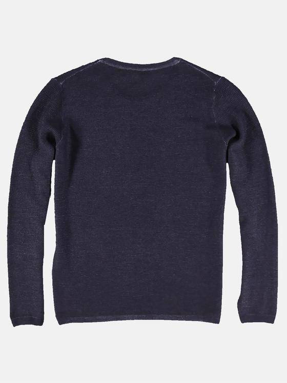 emilio adani Herren Rundhalspullover aus softem Garn mit feiner Struktur Blau 30427