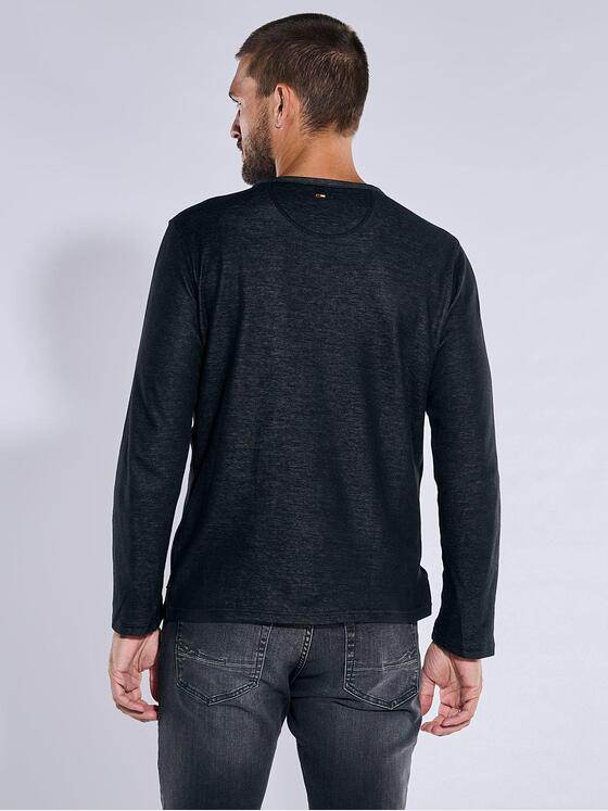 emilio adani Herren Langarm-Shirt strukturiert Schwarz 39521