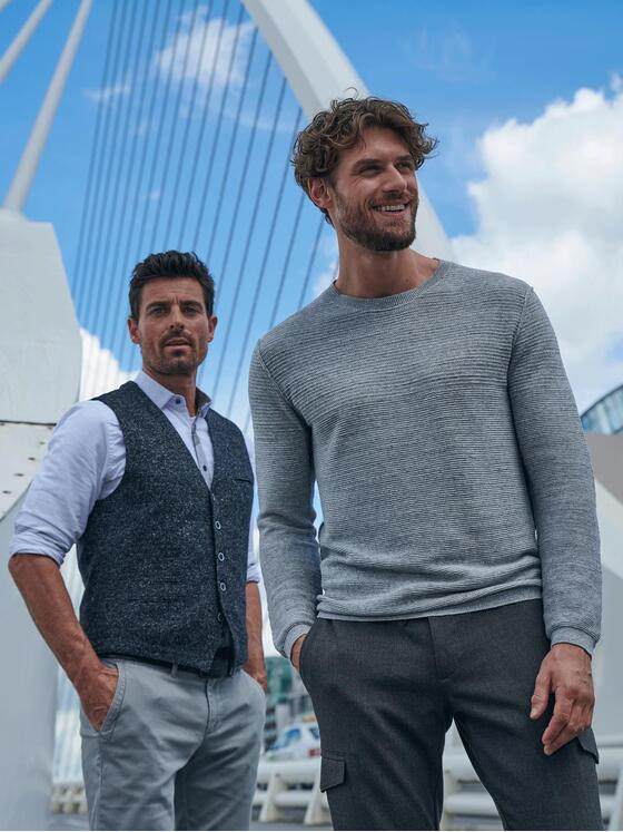 engbers Herren Pullover meliert Silbergrau 33454