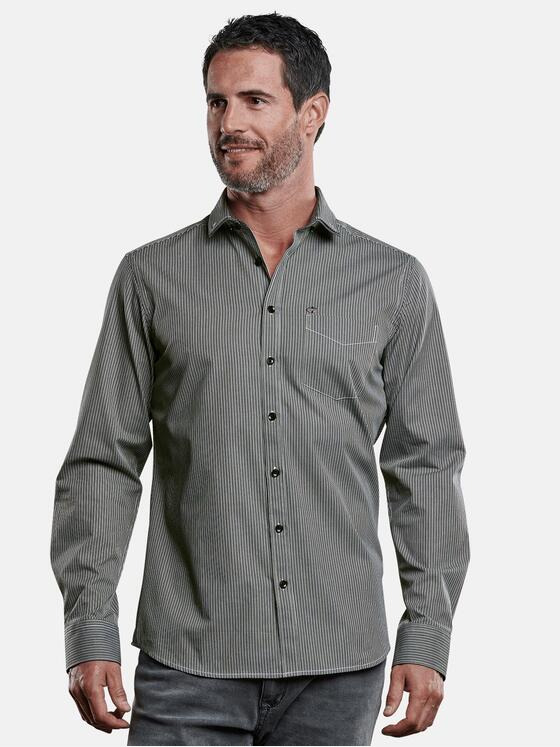 engbers Herren Streifenhemd Vollzwirn Schwarz 28961