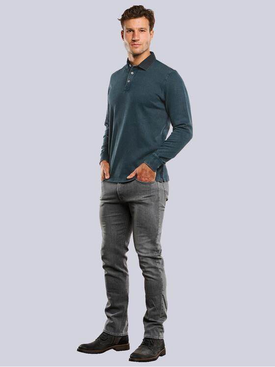 engbers Herren Langarm-Shirt mit Polo-Kragen Petrolblau 33773