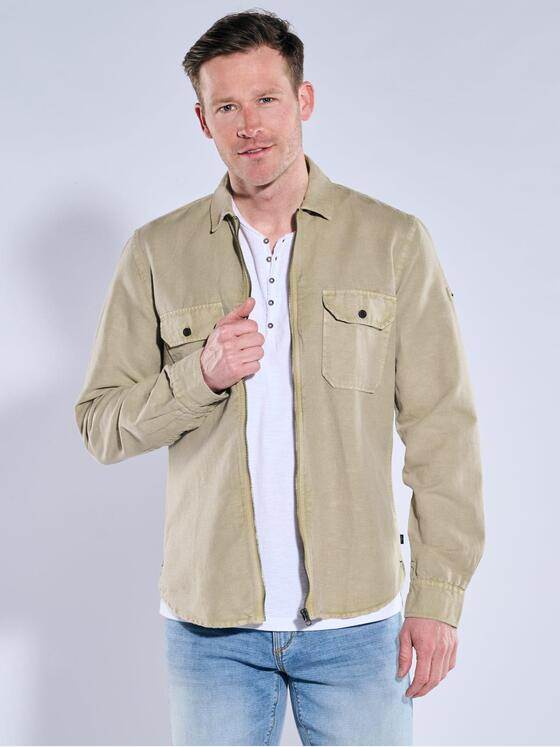 engbers Herren Overshirt mit Leinenanteil Beige 38912