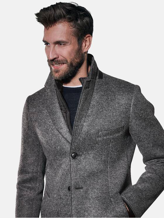 emilio adani Herren Mantel mit Inlet Grau 30784