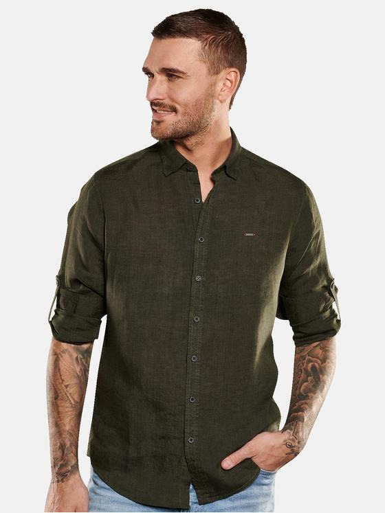 emilio adani Herren Hemd uni Grün 35149