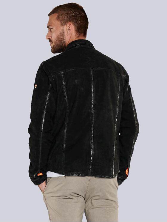 emilio adani Herren Lederjacke slim fit Schwarz 36012