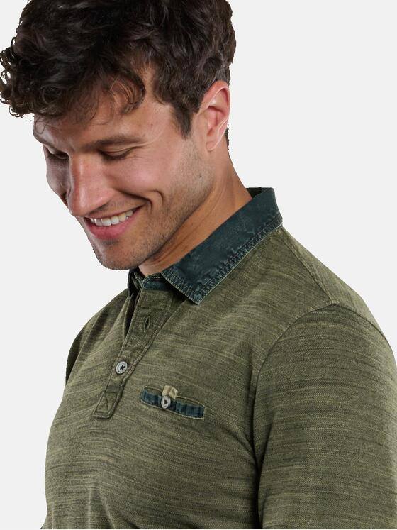 engbers Herren Langarm-Shirt mit Polo-Kragen Beige 33745