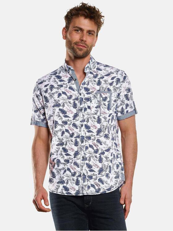 engbers Herren Kurzarm-Hemd mit All-Over-Print Marineblau 33246