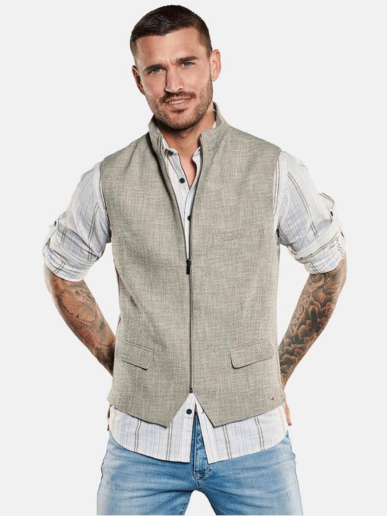 emilio adani Herren Sakko-Weste mit Zipper Beige 34609