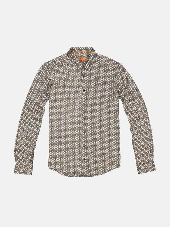 emilio adani Herren Langarm-Hemd gemustert Orange 33669