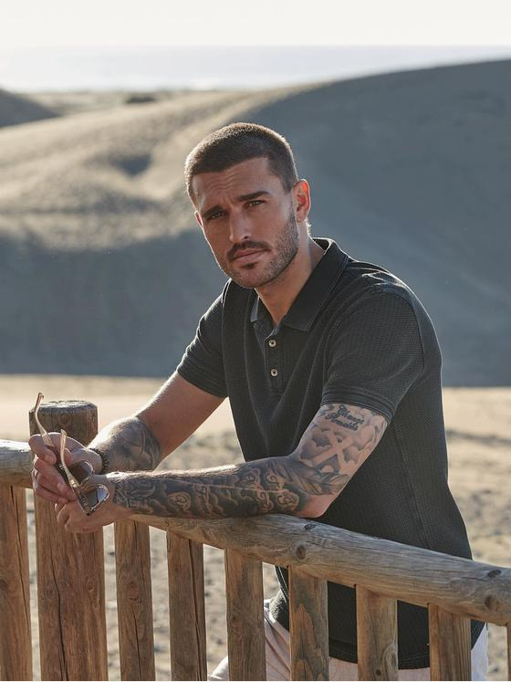 emilio adani Herren Polo-Shirt aus Baumwolle Schwarz 35104