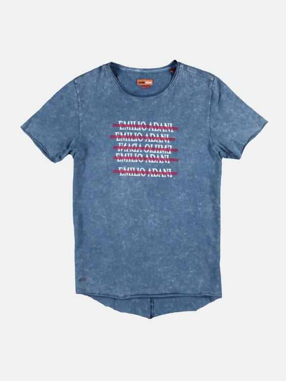 emilio adani Herren Rundhals T-Shirt Blau 25707