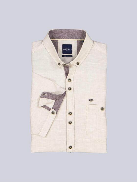 engbers Herren Kurzarm-Hemd mit Leinenanteil Beige 38380