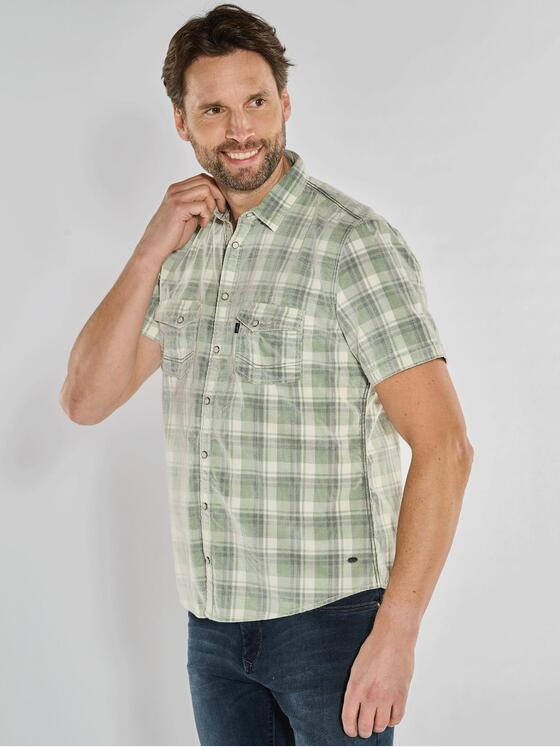 engbers Herren Kurzarm-Hemd kariert Hellgruen 36283