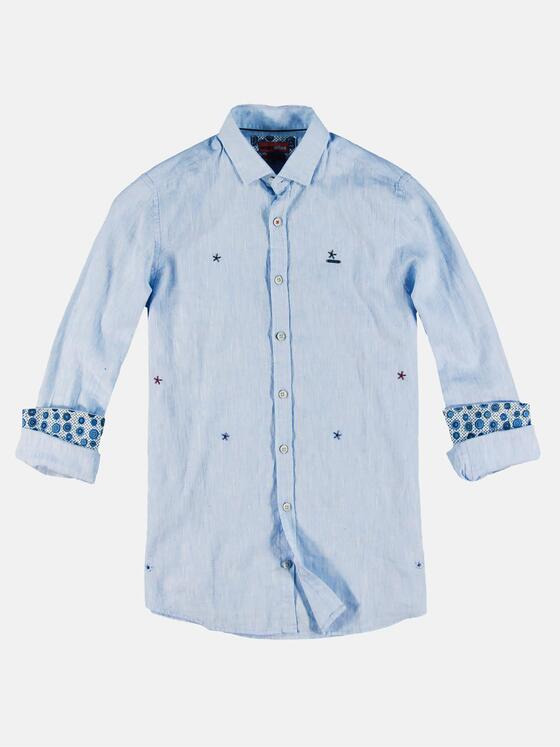 emilio adani Herren Modisches Halb-Leinenhemd Blau 29925