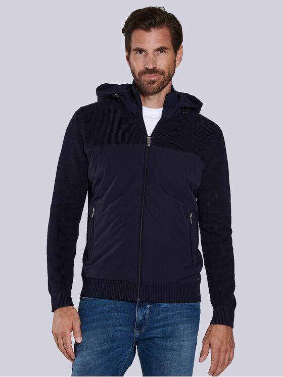engbers Herren Strickjacke mit Kapuze Blau 36096