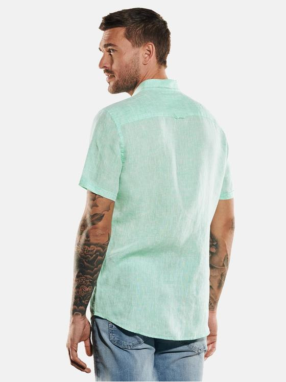 emilio adani Herren Kurzarm-Hemd uni Grün 35050