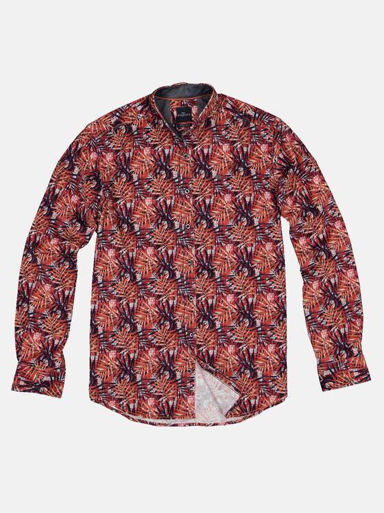 engbers Herren Langarm-Hemd mit floralem Print Dunkelorange 32278