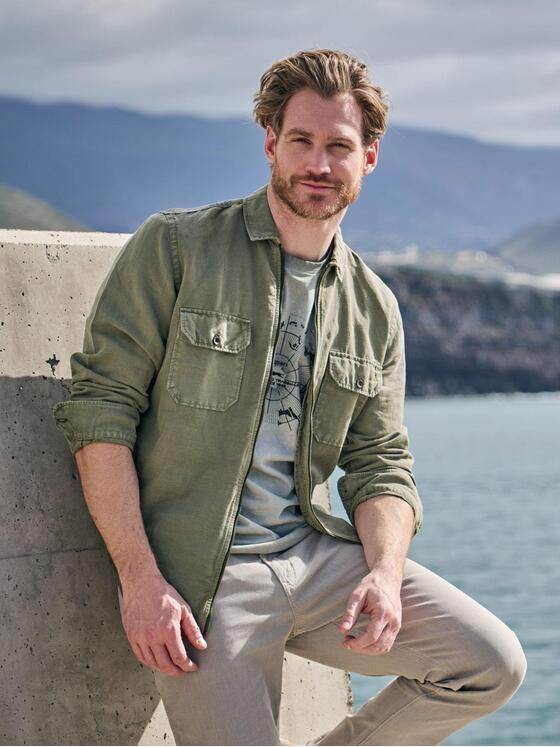 engbers Herren Overshirt in Halbleinen-Qualität Oliv 38661