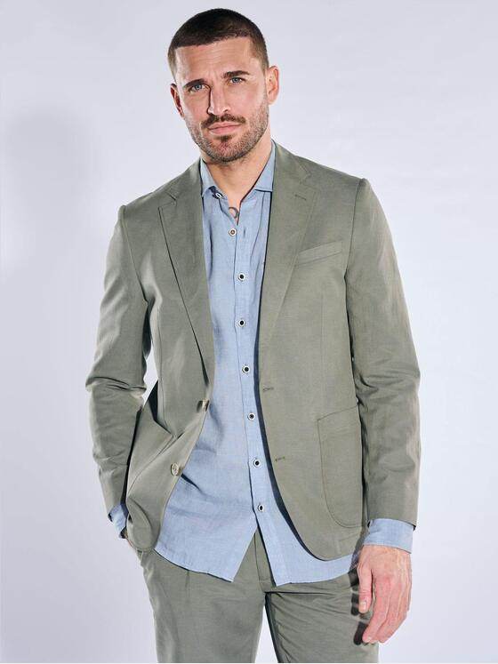 emilio adani Herren Anzug-Sakko aus Leinenmischqualität Khaki 40369