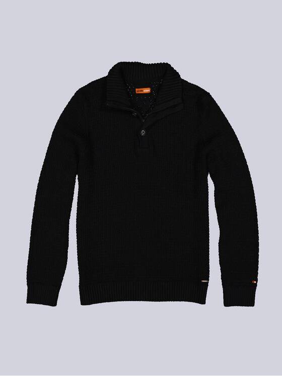 emilio adani Herren Pullover Polokragen Schwarz 35583