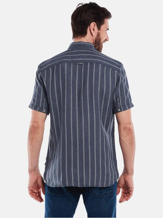engbers Herren Kurzarm-Hemd aus Leinen Blau 35073