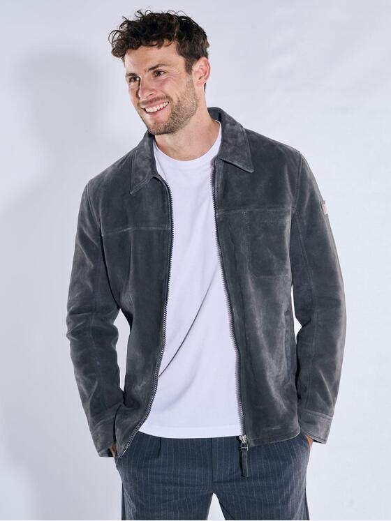 emilio adani Herren Lederjacke aus Veloursleder Saphirblau 39883