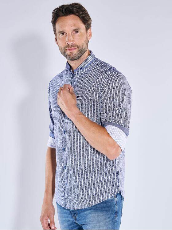 engbers Herren Langarm-Hemd gestreift Marineblau 39124