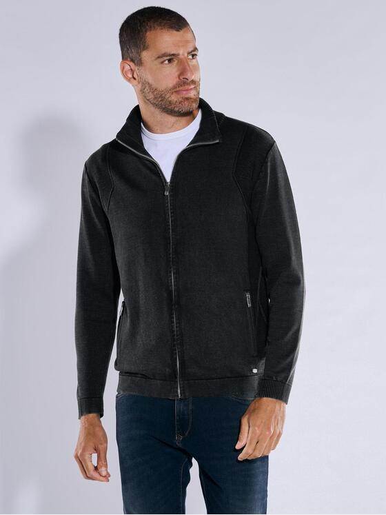 engbers Herren Cardigan mit Zipper Schwarz 37623