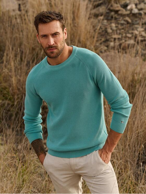 emilio adani Herren Pullover strukturiert Türkis 36702