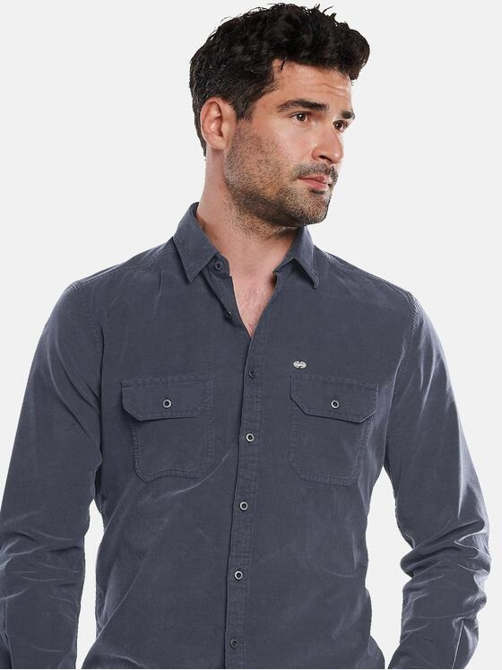 engbers Herren Langarm-Hemd aus Cord Marineblau 32007