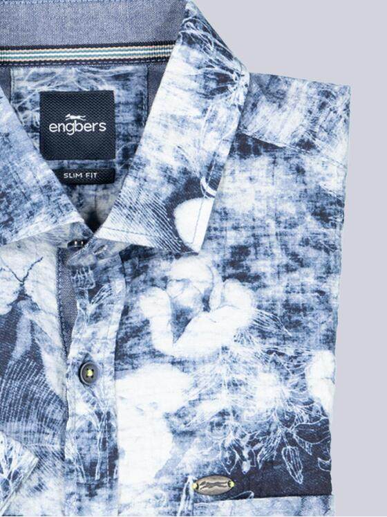 engbers Herren Kurzarm-Hemd gemustert Marineblau 39029