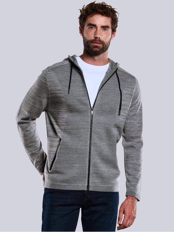 ENGBERS GERMANY Herren Cardigan mit Kapuze Silbergrau 33942