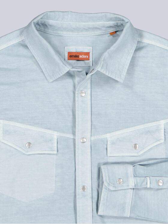 emilio adani Herren Langarm-Hemd uni Blau 39170