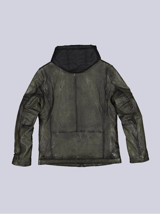 engbers Herren Lederjacke mit abnehmbarer Kapuze Grün 33545
