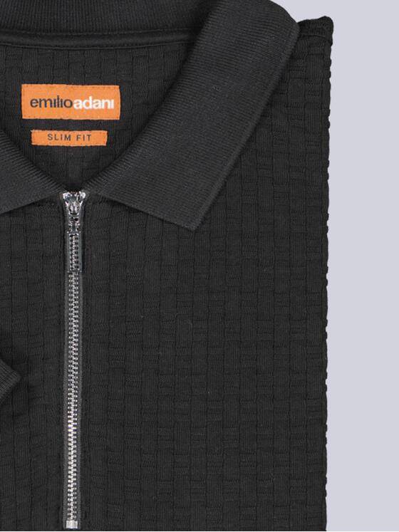 emilio adani Herren Polo-Shirt uni Schwarz 39214