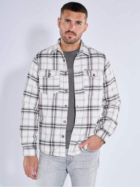emilio adani Herren Overshirt kariert Weiß 39119