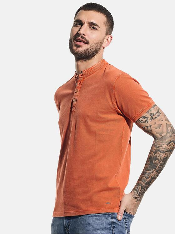 emilio adani Herren Pique-Poloshirt mit edler Knopfleiste Orange 31126