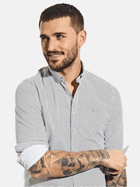 emilio adani Herren Modisches Langarmhemd mit Comfort-Stretch-Anteil Blau 30012