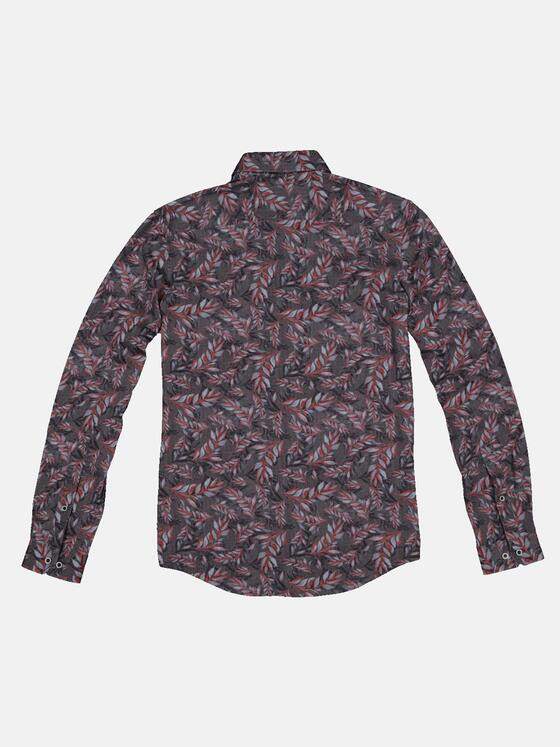 emilio adani Herren Langarm-Hemd mit All-Over-Print Rot 33346