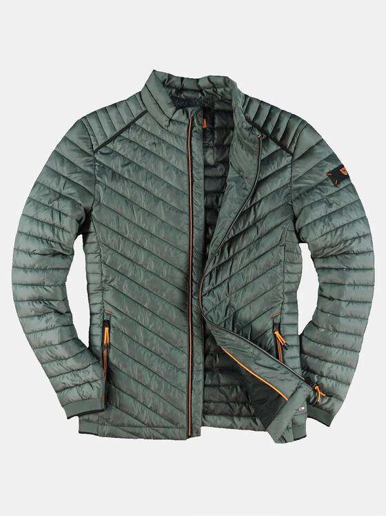 emilio adani Herren Sportive Steppjacke mit Kontrastzippern Grün 30018