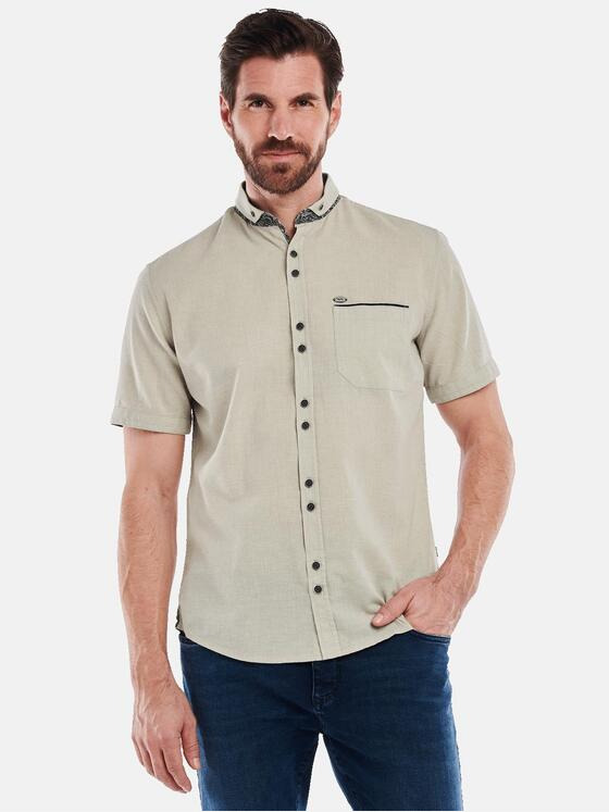 engbers Herren Kurzarm-Hemd mit Leinenanteil Sand 35135