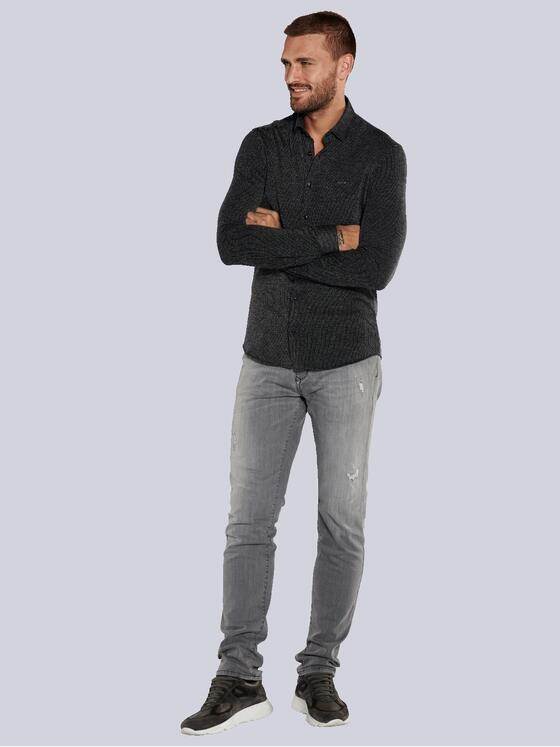 emilio adani Herren Hemd gemustert Schwarz 35552