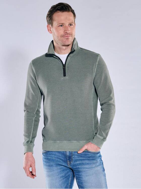 engbers Herren Sweatshirt mit Stehkragen Oliv 40083